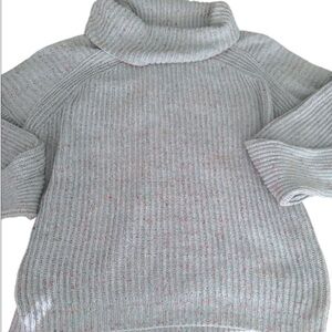 Free People Oversized Silver Gray Gleam Speckle Knit Cowl Neck Tunic Sweater